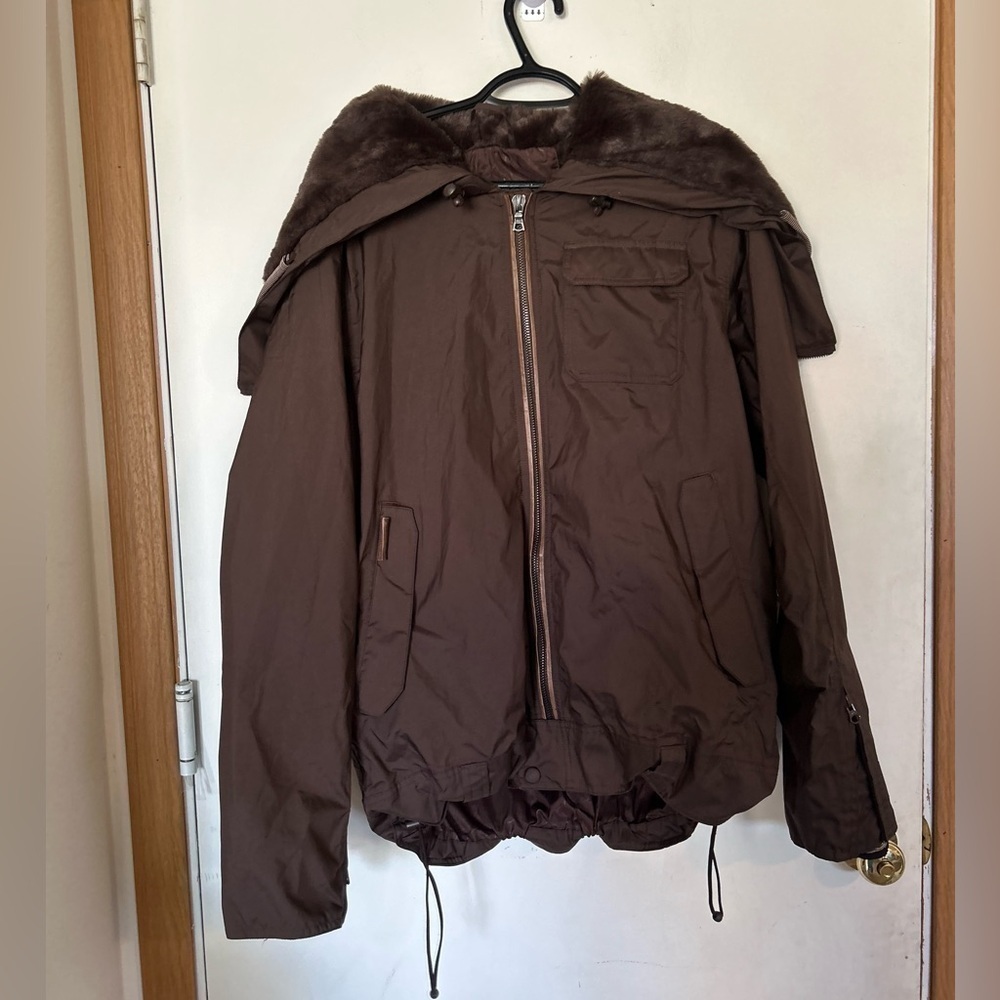 Holden Women's chocolate brown ski/snow/winter fur lined hood coat large